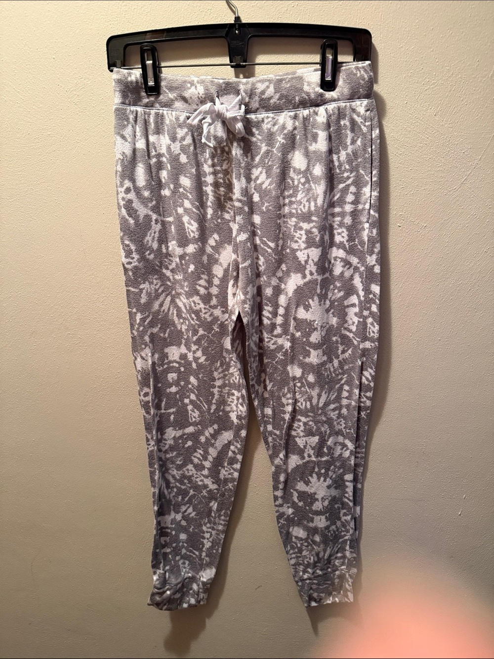 Gray and White Tie-Dye Pajamas/Jogger Pants With Side Pockets